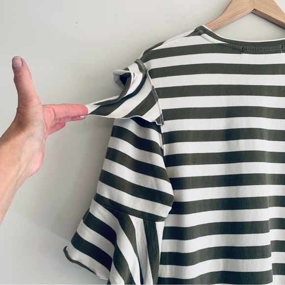 COOP by Frelise Cooper Khaki White Stripe Knee Length T Shirt Dress Women's SM - Picture 14 of 16